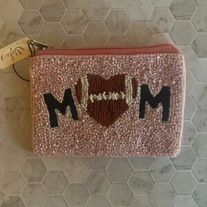 Viola Beaded Purse - Mom w/Heart Football (Pink)